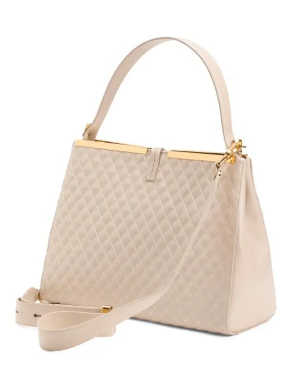 VALENTINO ORLANDI Made In Italy Leather Satchel With Gold Tone Bar Top